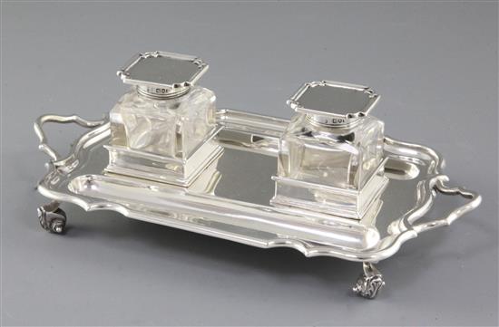A silver inkstand, Length 216mm Width 122mm Tray weight only 9.7oz/275gr.